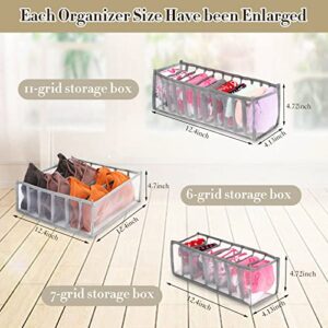 Roowest 24 Pcs Wardrobe Clothes Organizer Closet Organizers Foldable Washable Drawer Dividers for Clothes Drawer Organizer Clothes Jeans Organizer for T-Shirts,Jeans,Pants (6, 7, 11 Grids)