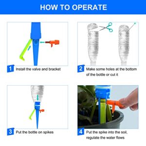 Self Watering Spikes, Adjustable Plant Watering Spikes with Slow Release Control Valve Switch, Insert Spikes Stakes, Automatic Drip Irrigation Watering Devices for Indoor and Outdoor