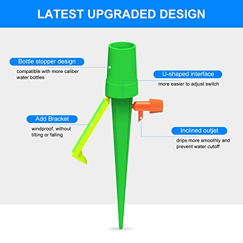 Self Watering Spikes, Adjustable Plant Watering Spikes with Slow Release Control Valve Switch, Insert Spikes Stakes, Automatic Drip Irrigation Watering Devices for Indoor and Outdoor