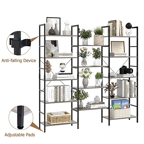 BOTLOG 5-Tier Bookcase, Industrial Bookshelf with Metal Frame, Display Shelf for Living Room Home Office (Grey)