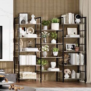 BOTLOG 5-Tier Bookcase, Industrial Bookshelf with Metal Frame, Display Shelf for Living Room Home Office (Grey)