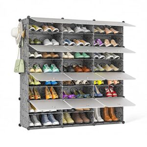 funlax shoe rack, 8 tier plastic shoe storage cabinet 48 pairs shoe rack organizer with door for closet entryway taller shoes boots organizer