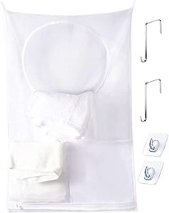 hanging laundry hamper bag with 4 suction cup hooks,mesh laundry bag over the door organizer(mesh-1pc-r)