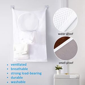 Hanging Laundry Hamper Bag with 4 Suction Cup Hooks,Mesh Laundry Bag Over the Door Organizer(MESH-1PC-R)