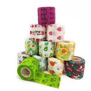 jvnzam vet tape wrap, wrap bandage 2 inch 12 rolls,cute colorful fruit self adhesive bandage wrap, paw bandages for dog cat horse pet animals wounds for wrist healing ankle