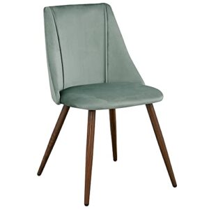 wonder comfort velvet modern upholstered side dining chair for kitchen living room with metal legs, green