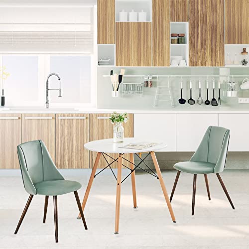 Wonder Comfort Velvet Modern Upholstered Side Dining Chair for Kitchen Living Room with Metal Legs, Green