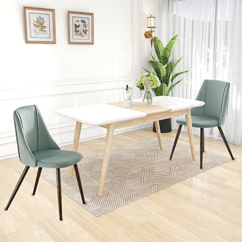 Wonder Comfort Velvet Modern Upholstered Side Dining Chair for Kitchen Living Room with Metal Legs, Green