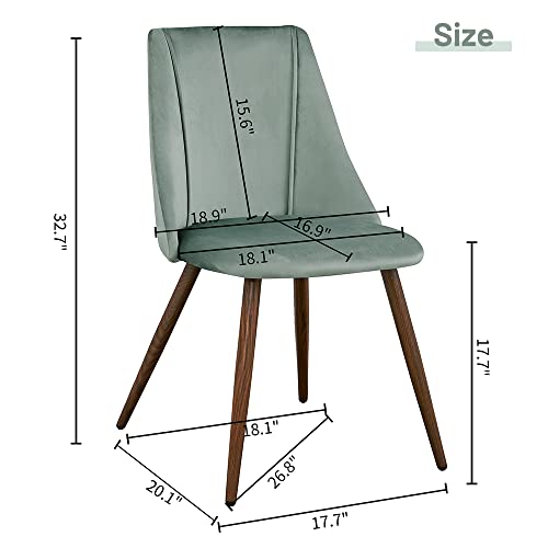 Wonder Comfort Velvet Modern Upholstered Side Dining Chair for Kitchen Living Room with Metal Legs, Green