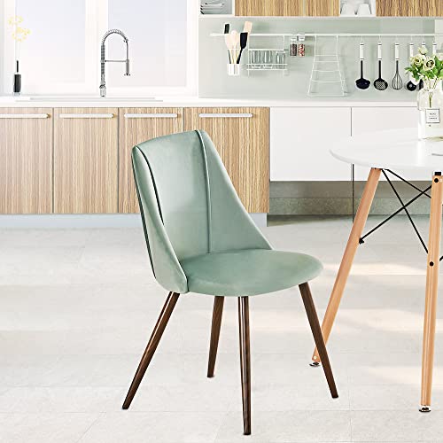 Wonder Comfort Velvet Modern Upholstered Side Dining Chair for Kitchen Living Room with Metal Legs, Green