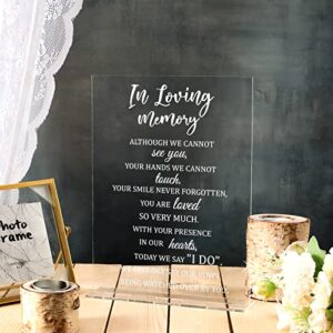 wedding memorial sign in loving memory wedding sign 8.3 x 11 inch wedding decor acrylic memorial gifts sign with stand rustic for reception funeral memorial loss wedding decor (simple)