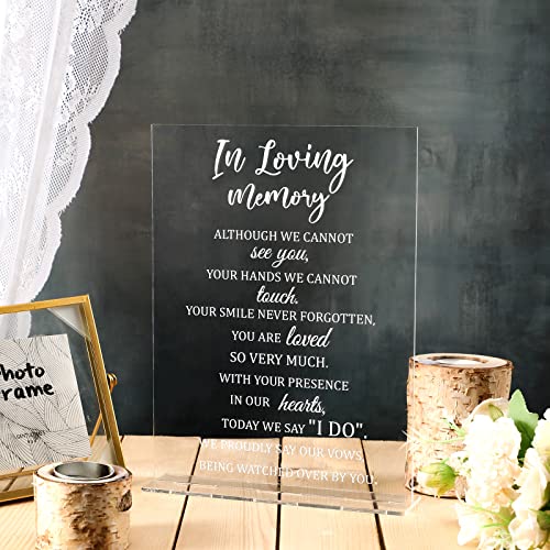 Wedding Memorial Sign In Loving Memory Wedding Sign 8.3 x 11 Inch Wedding Decor Acrylic Memorial Gifts Sign with Stand Rustic for Reception Funeral Memorial Loss Wedding Decor (Simple)