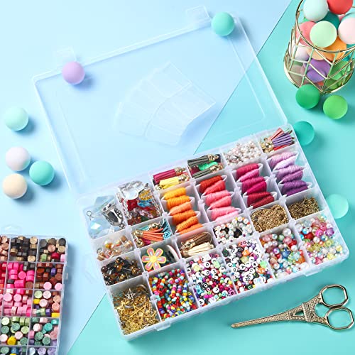 8 Pack 36 Grids Plastic Organizer Box Container Craft Organizer with Adjustable Dividers, Beads Organizer Storage Box for Fishing Tackles Crafts Jewelry Thread Tackle, Clear Blue Pink Orange