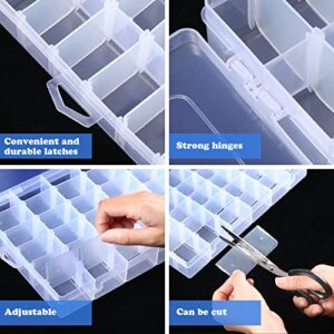 8 Pack 36 Grids Plastic Organizer Box Container Craft Organizer with Adjustable Dividers, Beads Organizer Storage Box for Fishing Tackles Crafts Jewelry Thread Tackle, Clear Blue Pink Orange