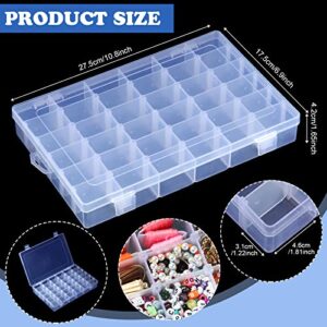 8 Pack 36 Grids Plastic Organizer Box Container Craft Organizer with Adjustable Dividers, Beads Organizer Storage Box for Fishing Tackles Crafts Jewelry Thread Tackle, Clear Blue Pink Orange