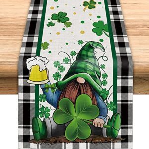 st patricks day table runner, spring gnome table runner shamrock table runner green st patricks runner kitchen dinning table decoration for home party decor 14 x 71 inch