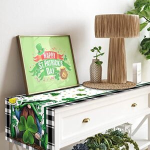 St Patricks Day Table Runner, Spring Gnome Table Runner Shamrock Table Runner Green St Patricks Runner Kitchen Dinning Table Decoration for Home Party Decor 14 x 71 Inch