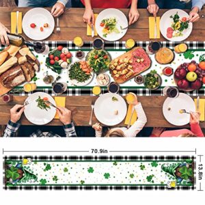 St Patricks Day Table Runner, Spring Gnome Table Runner Shamrock Table Runner Green St Patricks Runner Kitchen Dinning Table Decoration for Home Party Decor 14 x 71 Inch