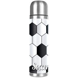soccer background stainless steel water bottle leak-proof, double walled vacuum insulated flask thermos cup travel mug 17 oz