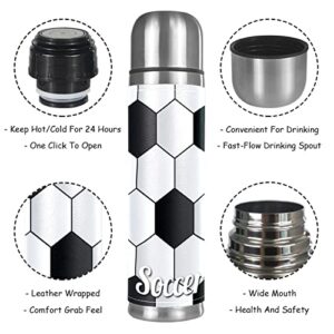 Soccer Background Stainless Steel Water Bottle Leak-Proof, Double Walled Vacuum Insulated Flask Thermos Cup Travel Mug 17 OZ