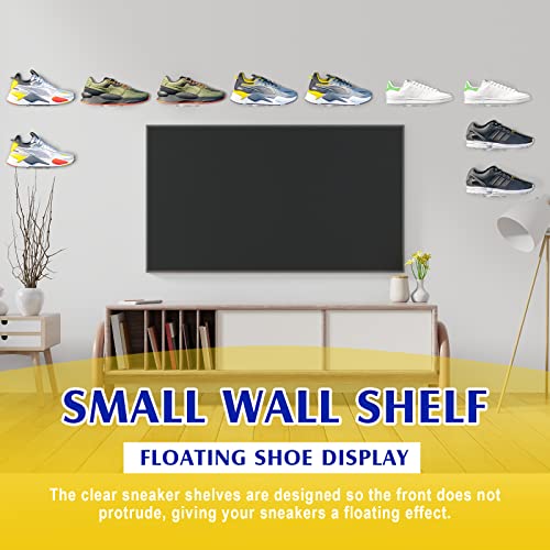 Treela 20 Pack Floating Shoe Shelves for Wall Acrylic Clear Floating Sneaker Shelves Display Shoe Wall Shelf Easy to Install Collections Includes Cross Screws Expansion Tubes (Clear, Medium)