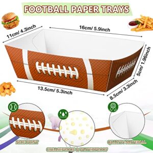 200 Pcs Football Party Supplies 1.1 lb 100 Paper Food Trays Serving Boats with 100 Grease Resistant Liner Papers Waxed Deli Paper Sheets for Football Birthday Sport Game Party Favors Decorations