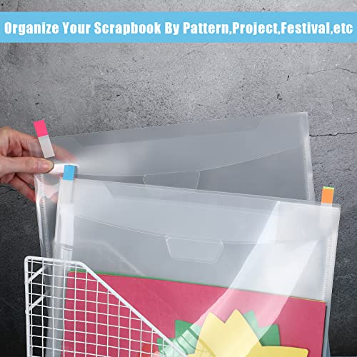 80 Pcs Scrapbook Paper Storage Organizer 12 x 12'' Waterproof Individual Top Loading Files with 100 Sticky Index Tabs Scrapbook Paper Storage for Holding Scrapbook Paper Cardstock Vinyl File Photos