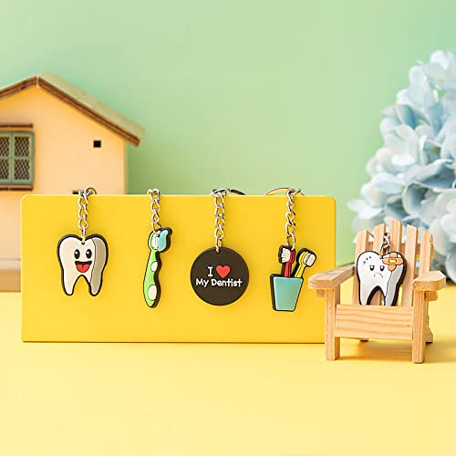 Tooth Shape Keychain Dentist Tooth Key Ring Dental Assistant Gifts Cute Tooth Ornament Decorative Keychain Ornament Dental Gift for Dental Students Office Staffs Dental Assistants, 12 Styles (36 Pcs)