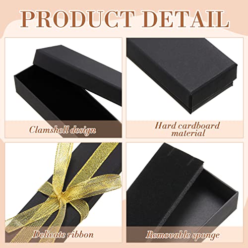 36 Pcs Jewelry Necklace Gift Boxes Sponge Filled Boxes Jewelry Cardboard Jewelry Boxes Necklace with Gold Ribbon Boxes Necklace Packaging for Wedding Birthday Anniversary Ceremony(Black)