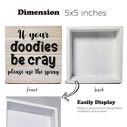 If Your Doodies Be Cray Wooden Box Sign Desk Decor Bathroom Quote Wood Box Sign for Home Bathroom Shelf Table Decoration 5 X 5 Inch