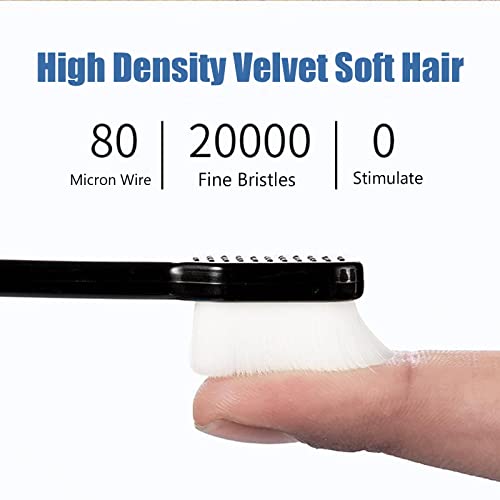 BREVI toothbrush, BREVI Nordic-Inspired Premium Nano Toothbrush, brevi toothbrush nano, Adult Extra Soft Toothbrush with 20000 Soft Bristles for Protect Sensitive Gums (White+Black Wave Head)