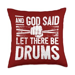 drummer for jesus religious drummer gifts god drumming music jesus christian drummer throw pillow, 18x18, multicolor