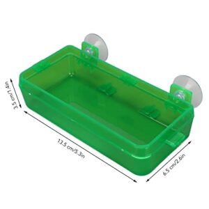 Reptile Feeding Food Water Bowl, Sturdy High Hardness Wall Mounted Green Removable Suction Cup Reptile Feeder Escape Proof for Bearded Dragon for Lizard (L)