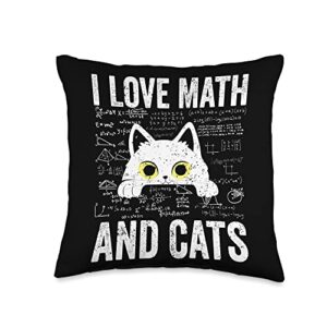 lucky designs apparel i love math cats lover throw pillow, 16x16, multicolor