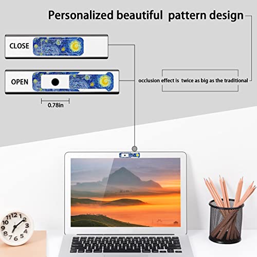 Webcam Cover, 3 Pieces, Laptop Camera Cover, Privacy Shielding Capacity is Twice as Big as The Traditional, Suitable for Computer Mobile Phones, laptops, Tablets and so on (Blue Pattern)