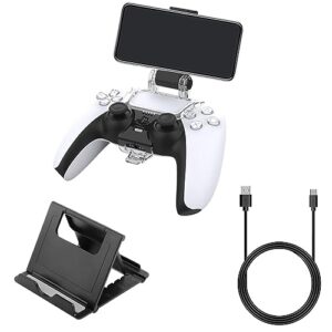 anlinkshine ps5 controller phone mount clip, mobile gaming clip cell phone stand holder replacement, with adjustable stand compatible with playstation 5 dualsense controller remote play