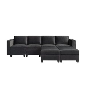 FCNEHLM Modular Sectional Sofa, Convertible U Shaped Modular Sofa with Storage Reversible Ottomans, 6 Seater Sofa Velvet Couch for Living Room