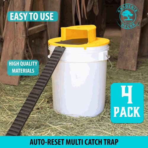 Gardenix Decor 5 Gallon Bucket Lid Mouse Rat Trap 4 Pack- Automatic Reset Flip and Slide Mouse Trap - Humane Mouse Rat Traps for Indoor Outdoor Use - Reusable Mouse Trap Bucket Lid for Chicken Coop