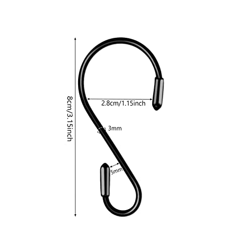 Weixinghera Hooks, S Hooks, Anti-Slip Heavy Duty S-Hook, S Hooks for Hanging, Small and Large Sizes Black Hanging Hooks , Suitable for use in Kitchens, Dormitories, Gardens, Camping, etc.