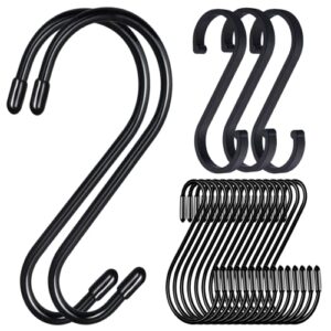 weixinghera hooks, s hooks, anti-slip heavy duty s-hook, s hooks for hanging, small and large sizes black hanging hooks , suitable for use in kitchens, dormitories, gardens, camping, etc.