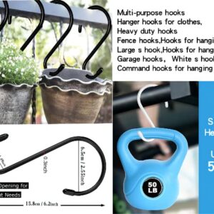 Weixinghera Hooks, S Hooks, Anti-Slip Heavy Duty S-Hook, S Hooks for Hanging, Small and Large Sizes Black Hanging Hooks , Suitable for use in Kitchens, Dormitories, Gardens, Camping, etc.
