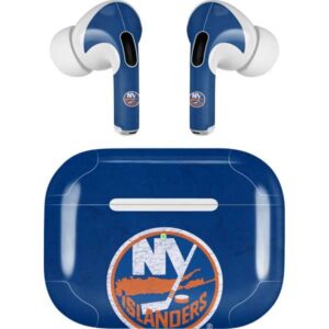 skinit decal audio skin compatible with apple airpods pro (2rd gen, 2022) - officially licensed nhl new york islanders distressed design