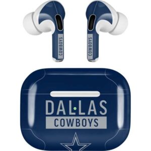 skinit decal audio skin compatible with apple airpods pro (2rd gen, 2022) - officially licensed nfl dallas cowboys blue performance series design