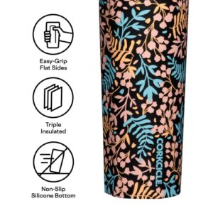 Corkcicle Insulated Canteen Travel Water Bottle, Triple Insulated Stainless Steel, Easy Grip Straw Mouth, Keeps Beverages Cold for 25 Hours or Warm for 12 Hours, 20oz, Radiant Garden