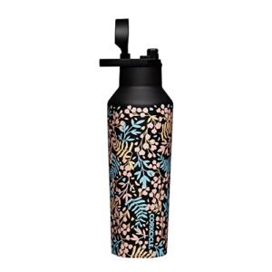Corkcicle Insulated Canteen Travel Water Bottle, Triple Insulated Stainless Steel, Easy Grip Straw Mouth, Keeps Beverages Cold for 25 Hours or Warm for 12 Hours, 20oz, Radiant Garden