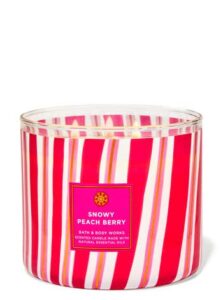 snowy peach berry 3 wick candle 14.5 oz / 411 g [candy cane print]