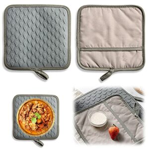 comuster silicone pot holders, with gasket, oven heating pad, non-slip silicone surface pot holdersr (pot holders gray)