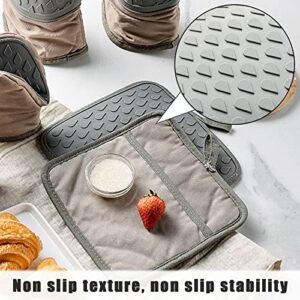 COMUSTER Silicone Pot Holders, with Gasket, Oven Heating pad, Non-Slip Silicone Surface Pot holdersr (Pot Holders Gray)