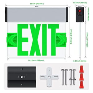 LED Edge Lit Exit Sign Aluminum Housing AC 120-347V Emergency Exit Light with Battery Backup Single Sided Acrylic Clear Panel Commercial Exit Signs, Top/Side/Wall Mount, UL Certified (2 Pack, Green)