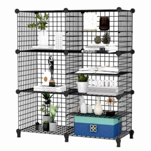wolizom wire cube storage, 3 * 6-cube grid storage shelf, metal wire c grids shelves, stackable modular shelving organizer, diy closet bookcase bookshelf for bedroom, living room, office black